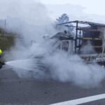Hasiči likvidovali požár dodávky na dálnici D2